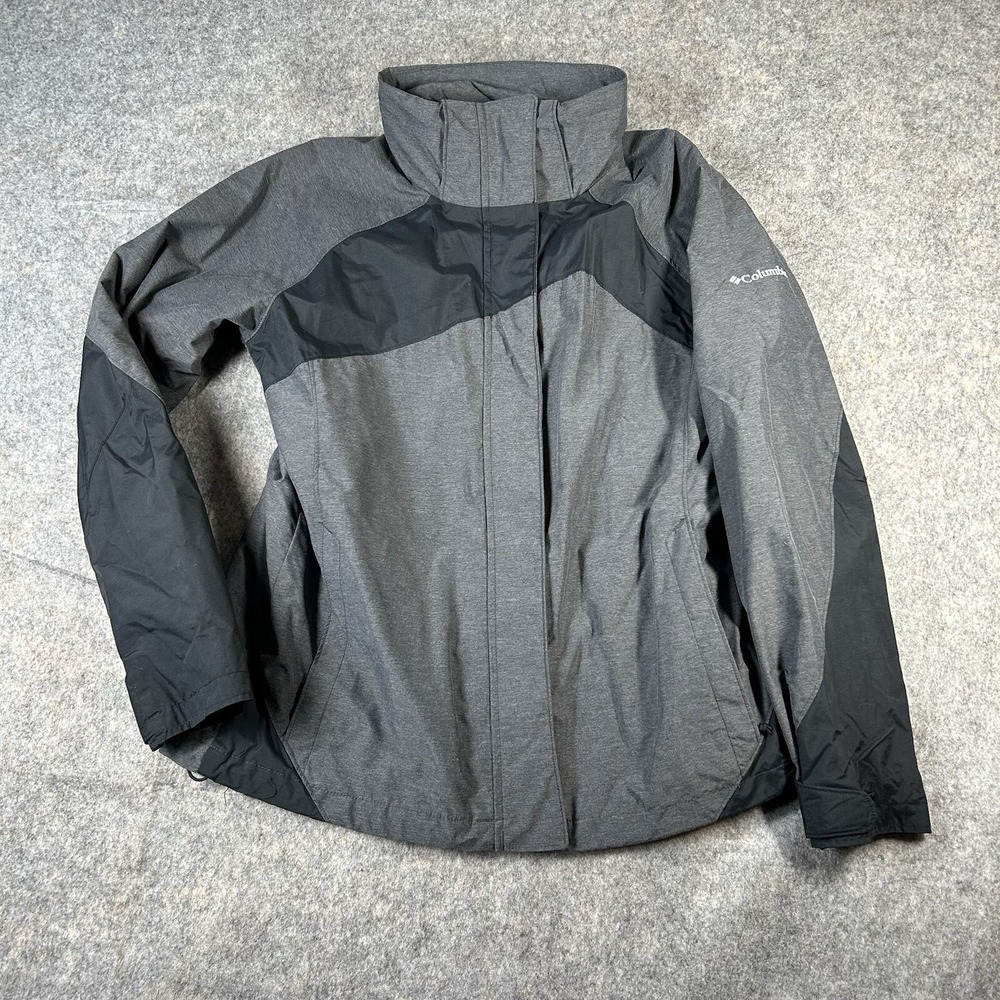 Columbia Interchange Jacket Mens Large Full Zip Shell Black Nylon Winter Coat